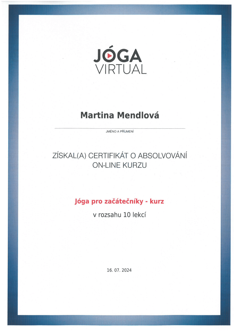 Jóga certifikát